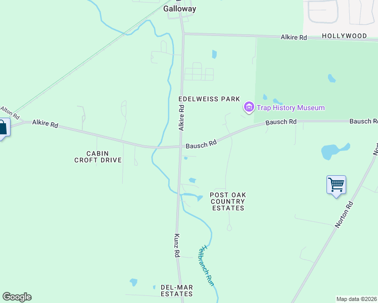 map of restaurants, bars, coffee shops, grocery stores, and more near 6286 Bausch Road in Galloway