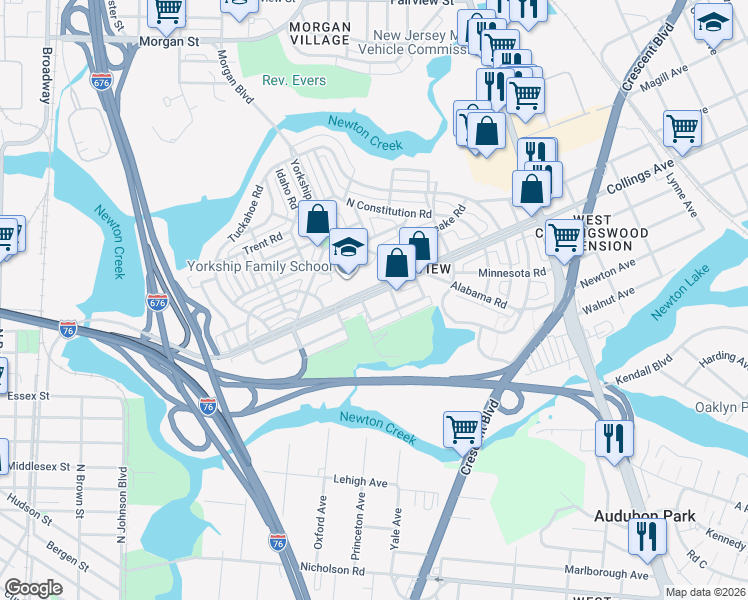 map of restaurants, bars, coffee shops, grocery stores, and more near 1250 Collings Road in Camden