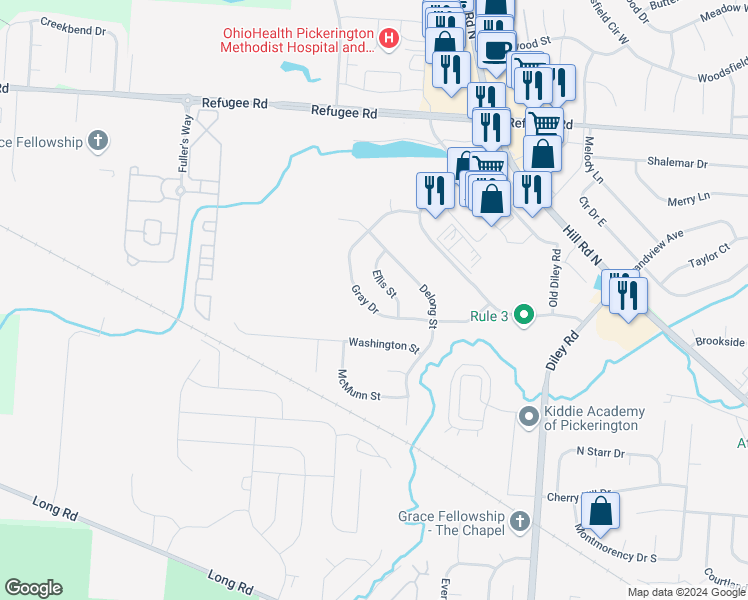map of restaurants, bars, coffee shops, grocery stores, and more near 962 Gray Drive in Pickerington