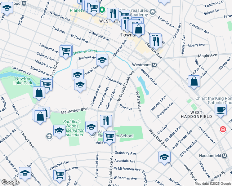 map of restaurants, bars, coffee shops, grocery stores, and more near 310 Glenwood Avenue in Haddonfield