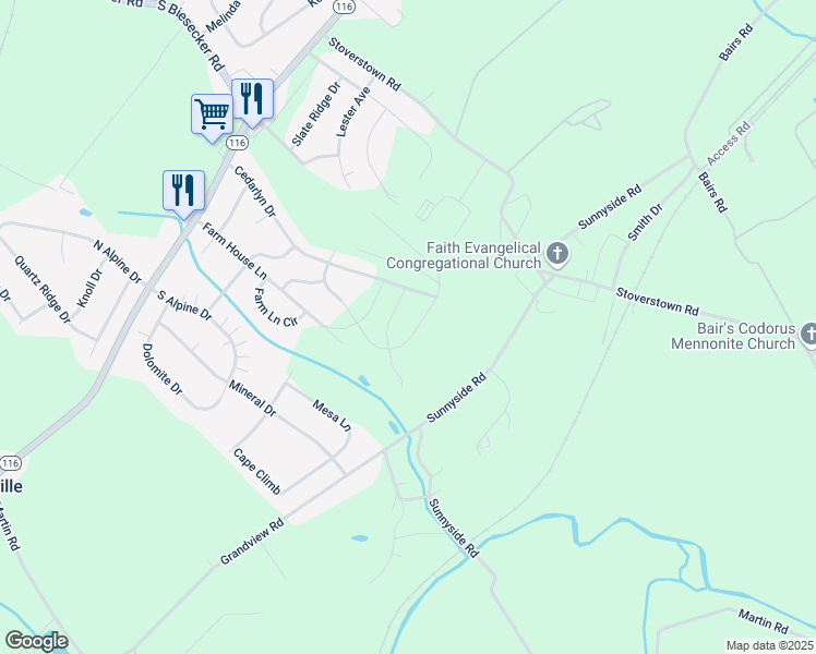 map of restaurants, bars, coffee shops, grocery stores, and more near 287 Valley View Circle in York