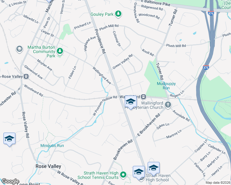 map of restaurants, bars, coffee shops, grocery stores, and more near 100 Providence Road in Media