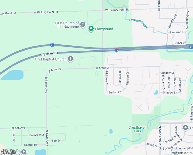 map of restaurants, bars, coffee shops, grocery stores, and more near 1145 West Arbor Drive in Decatur