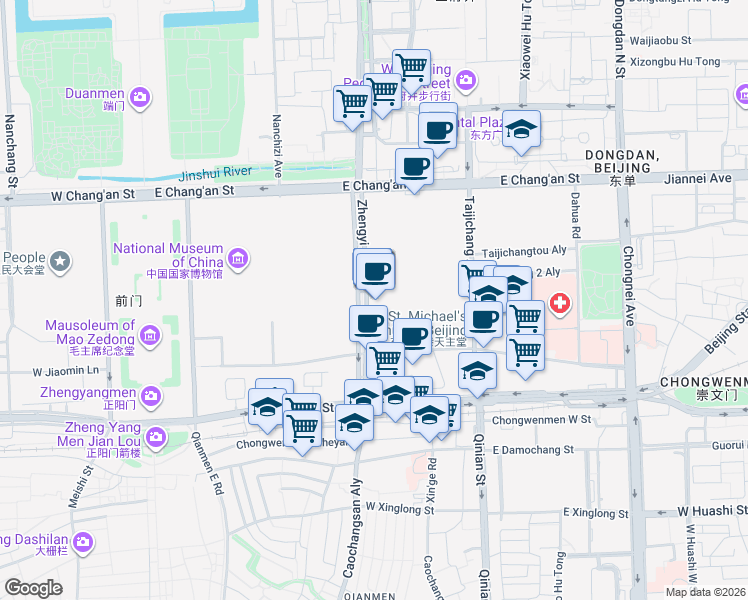 map of restaurants, bars, coffee shops, grocery stores, and more near in Beijing