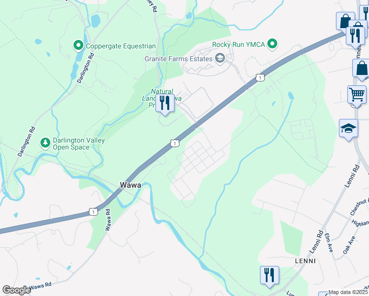 map of restaurants, bars, coffee shops, grocery stores, and more near 247 Segel Drive in Media