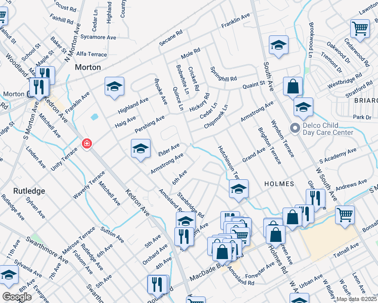 map of restaurants, bars, coffee shops, grocery stores, and more near 616 Wendy Road in Morton