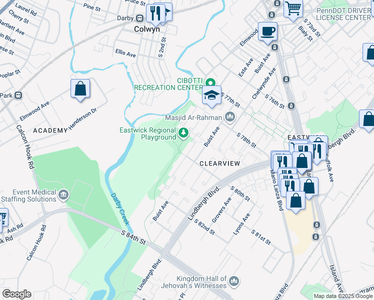 map of restaurants, bars, coffee shops, grocery stores, and more near 7919 Mars Place in Philadelphia