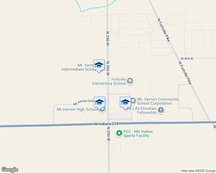 map of restaurants, bars, coffee shops, grocery stores, and more near 8284 North 200 West in Fortville