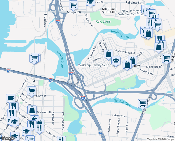 map of restaurants, bars, coffee shops, grocery stores, and more near 3045 Tuckahoe Road in Camden