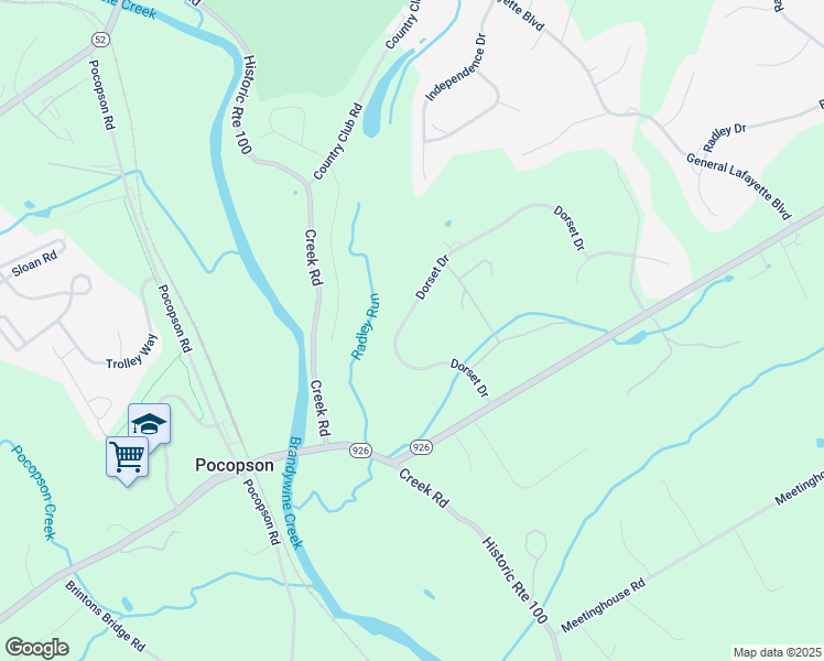 map of restaurants, bars, coffee shops, grocery stores, and more near 1120 Dorset Drive in West Chester