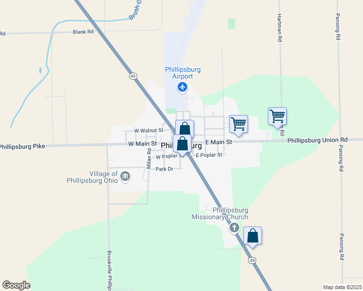 map of restaurants, bars, coffee shops, grocery stores, and more near in Phillipsburg