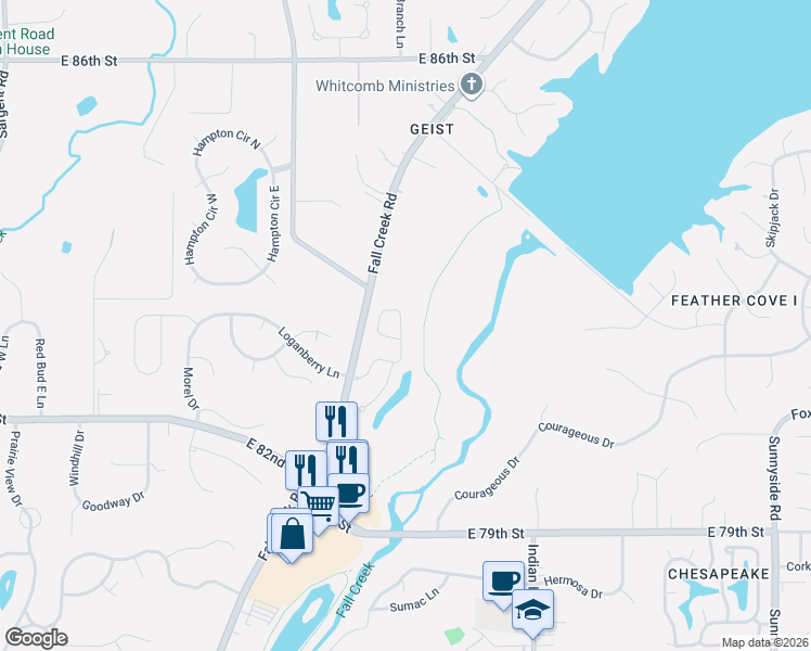 map of restaurants, bars, coffee shops, grocery stores, and more near 8163 Talliho Drive in Indianapolis