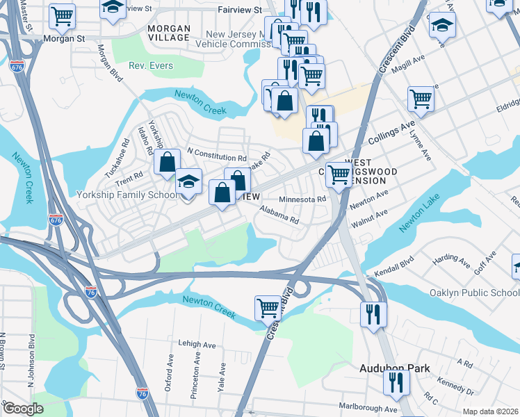 map of restaurants, bars, coffee shops, grocery stores, and more near 3127 Alabama Road in Camden