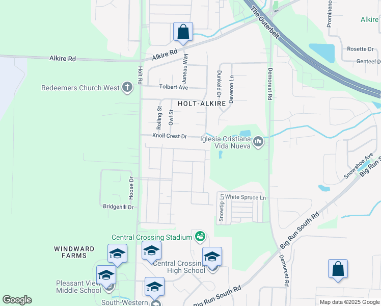 map of restaurants, bars, coffee shops, grocery stores, and more near 4415 Alameda Drive in Grove City