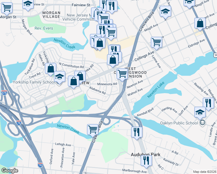 map of restaurants, bars, coffee shops, grocery stores, and more near 3129 South Atlanta Road in Camden