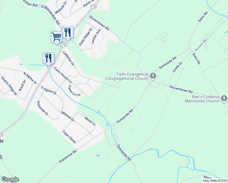 map of restaurants, bars, coffee shops, grocery stores, and more near 1050 Alder Court in York