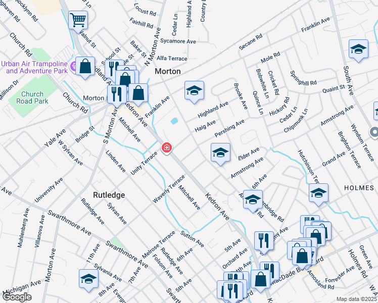 map of restaurants, bars, coffee shops, grocery stores, and more near 1919 Pershing Avenue in Morton