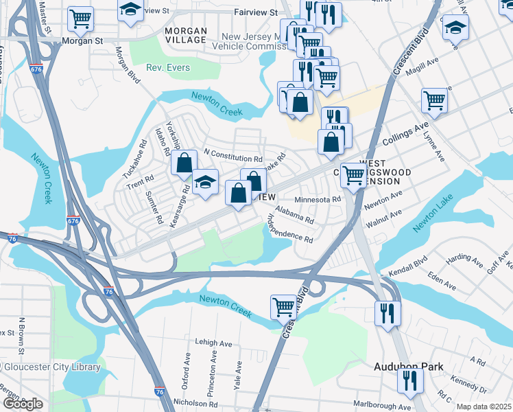map of restaurants, bars, coffee shops, grocery stores, and more near 1406 Collings Road in Camden