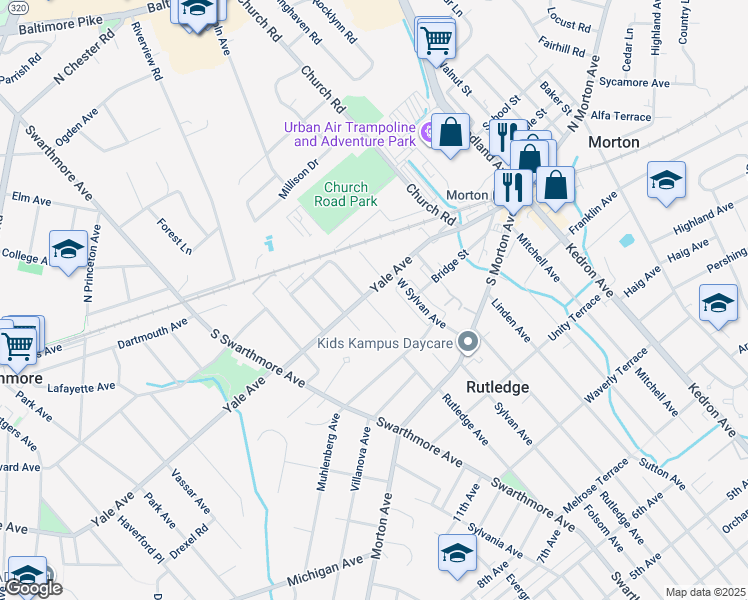 map of restaurants, bars, coffee shops, grocery stores, and more near 330 Yale Avenue in Morton