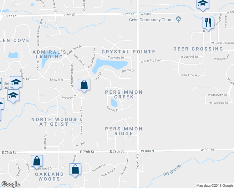 map of restaurants, bars, coffee shops, grocery stores, and more near 8143 Alamosa Drive in Indianapolis