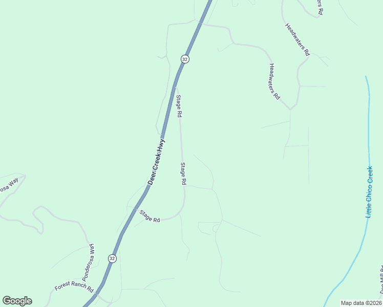 map of restaurants, bars, coffee shops, grocery stores, and more near 16390 Stage Road in Forest Ranch