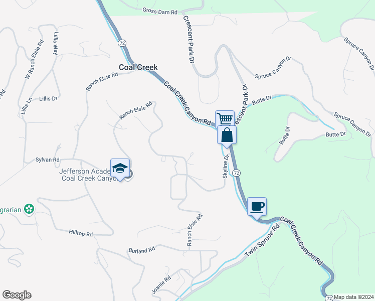 map of restaurants, bars, coffee shops, grocery stores, and more near 11508 Ranch Elsie Road in Golden