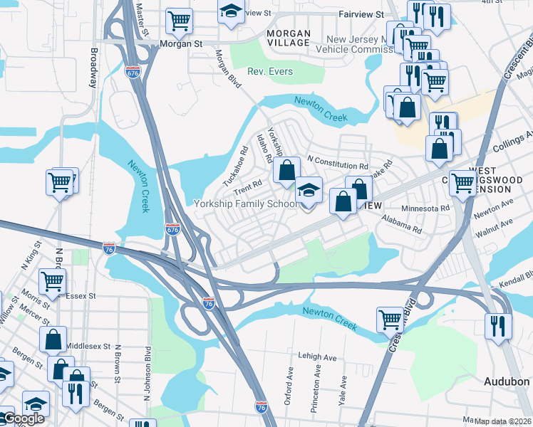 map of restaurants, bars, coffee shops, grocery stores, and more near 1056 Niagara Road in Camden