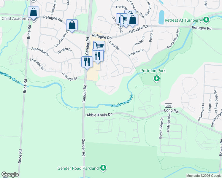 map of restaurants, bars, coffee shops, grocery stores, and more near 6715 Dorothy's Creek in Canal Winchester