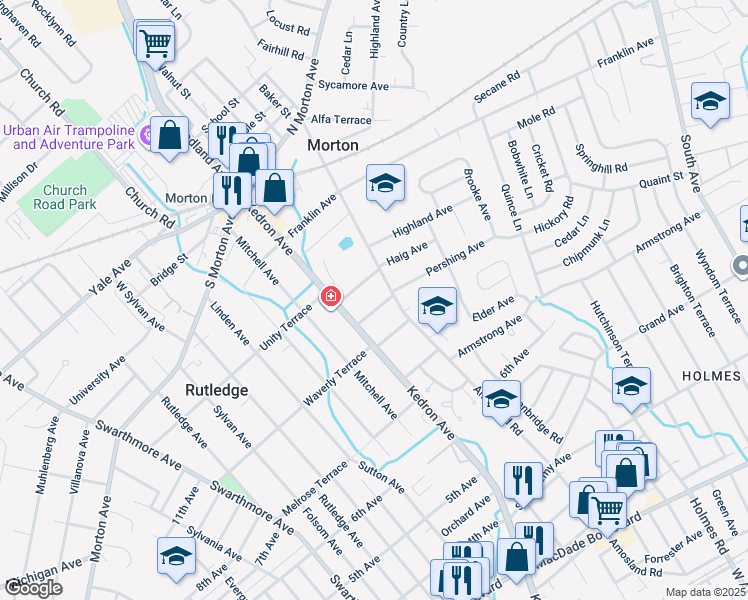 map of restaurants, bars, coffee shops, grocery stores, and more near 1919 Pershing Avenue in Morton