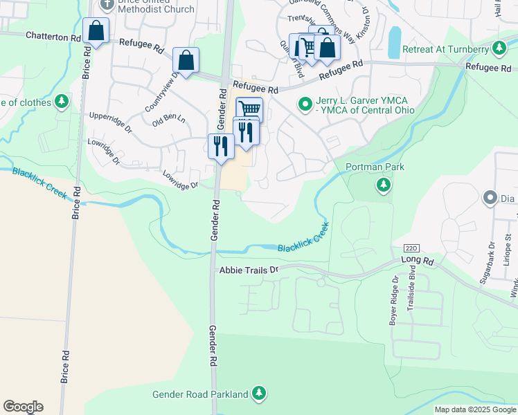 map of restaurants, bars, coffee shops, grocery stores, and more near 6535 Dorothy's Creek in Canal Winchester