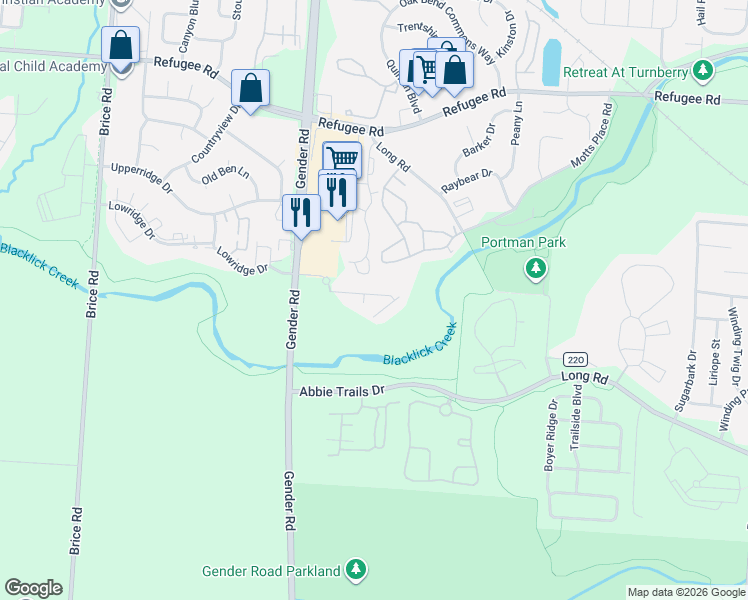 map of restaurants, bars, coffee shops, grocery stores, and more near 6715 Dorothy's Creek in Canal Winchester