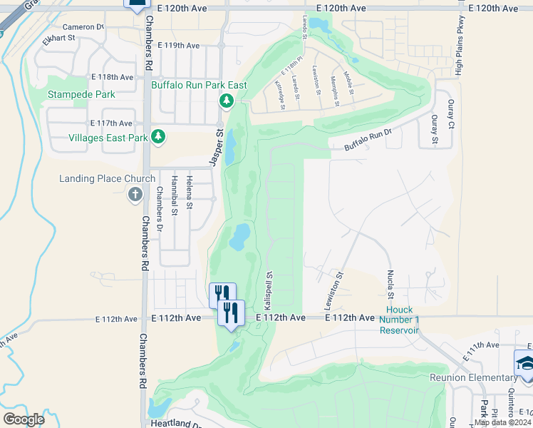 map of restaurants, bars, coffee shops, grocery stores, and more near 11530 Kalispell Street in Commerce City