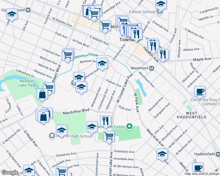 map of restaurants, bars, coffee shops, grocery stores, and more near 310 Glenwood Avenue in Haddonfield