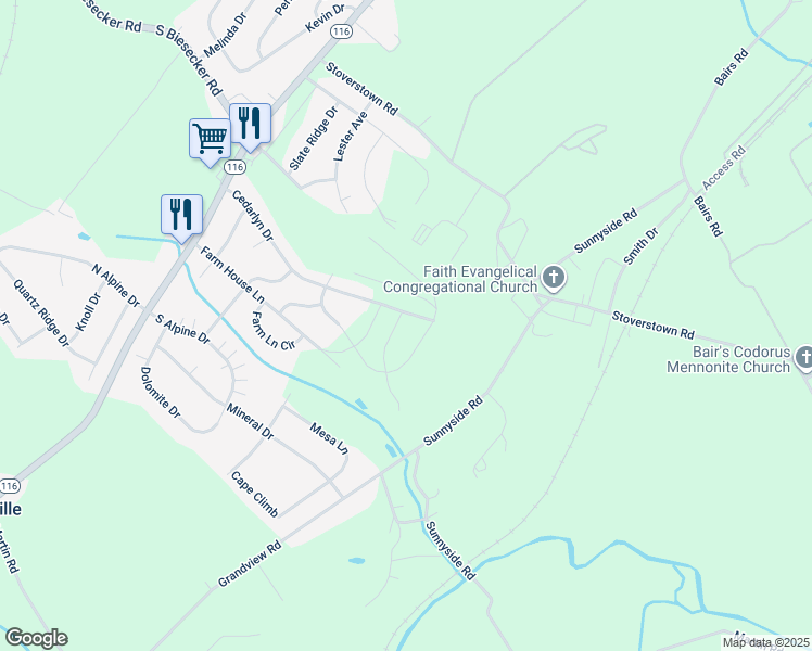 map of restaurants, bars, coffee shops, grocery stores, and more near 1040 Alder Court in York