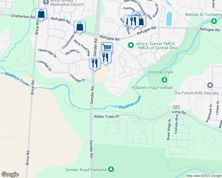 map of restaurants, bars, coffee shops, grocery stores, and more near 6535 Dorothy's Creek in Canal Winchester