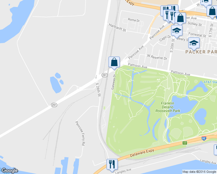 map of restaurants, bars, coffee shops, grocery stores, and more near 3898 Gateway Dr in Philadelphia