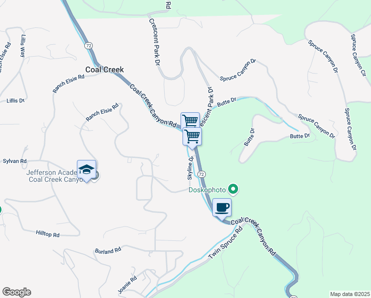 map of restaurants, bars, coffee shops, grocery stores, and more near 30530 Colorado 72 in Golden