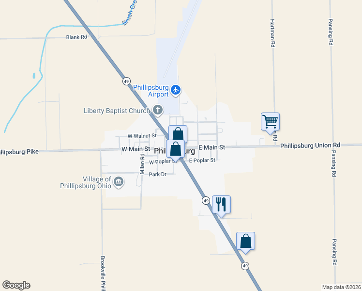 map of restaurants, bars, coffee shops, grocery stores, and more near in Phillipsburg