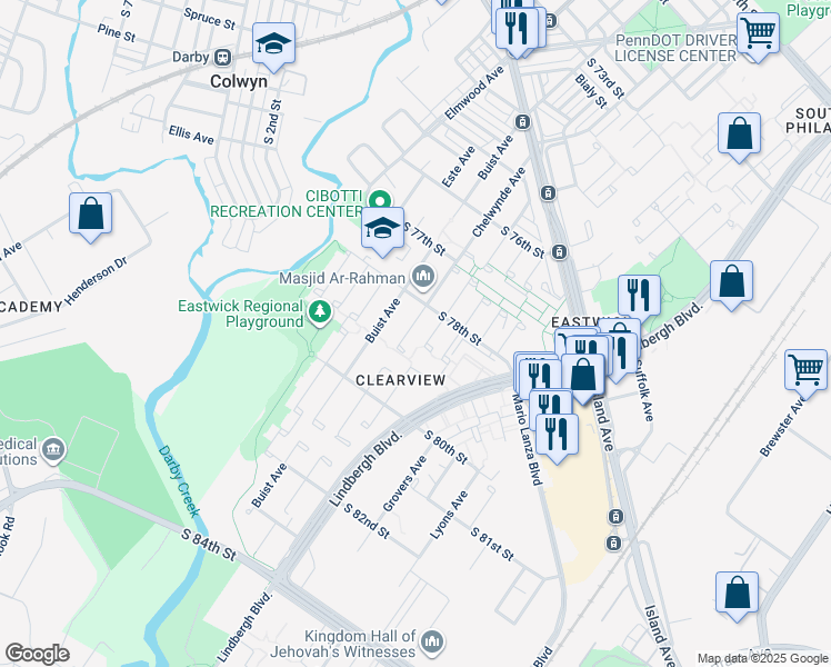 map of restaurants, bars, coffee shops, grocery stores, and more near 7824 Chelwynde Avenue in Philadelphia