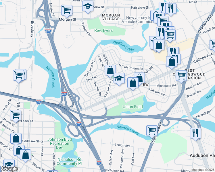 map of restaurants, bars, coffee shops, grocery stores, and more near 3066 Kearsarge Road in Camden