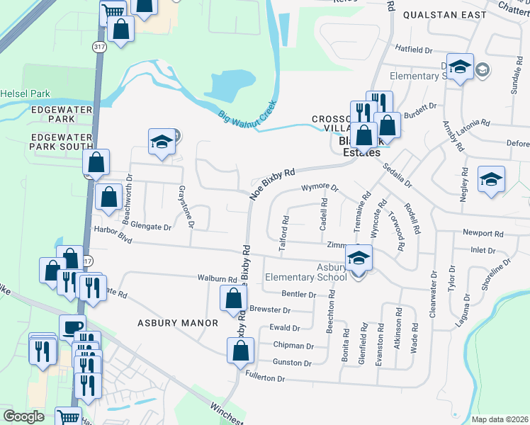 map of restaurants, bars, coffee shops, grocery stores, and more near 3524 Demington Road in Columbus
