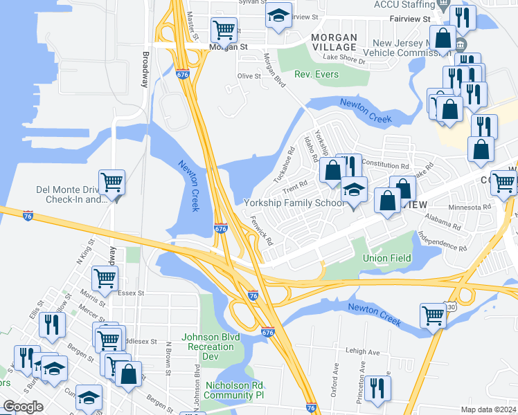map of restaurants, bars, coffee shops, grocery stores, and more near 3027 Tuckahoe Road in Camden
