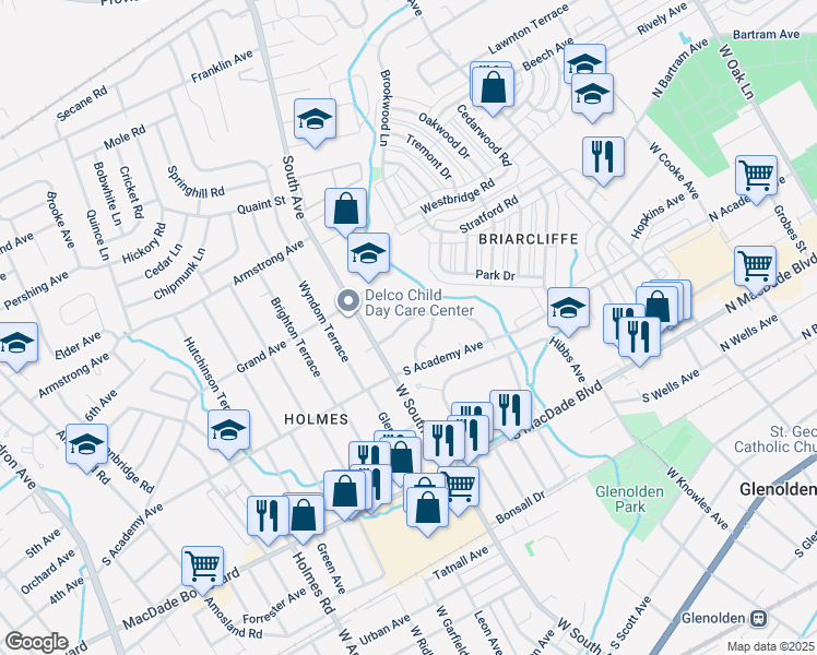 map of restaurants, bars, coffee shops, grocery stores, and more near 2922 Wakefield Drive in Holmes