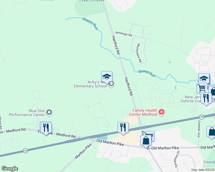 map of restaurants, bars, coffee shops, grocery stores, and more near 151 Hartford Road in Medford