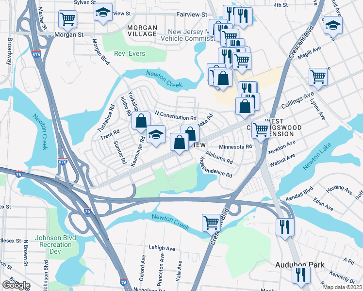 map of restaurants, bars, coffee shops, grocery stores, and more near 3079 Alabama Road in Camden
