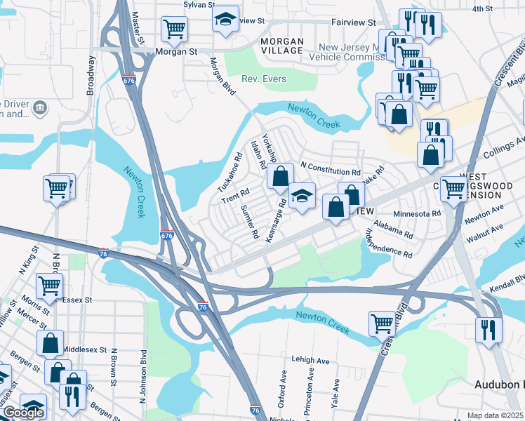 map of restaurants, bars, coffee shops, grocery stores, and more near 1081 Niagara Road in Camden
