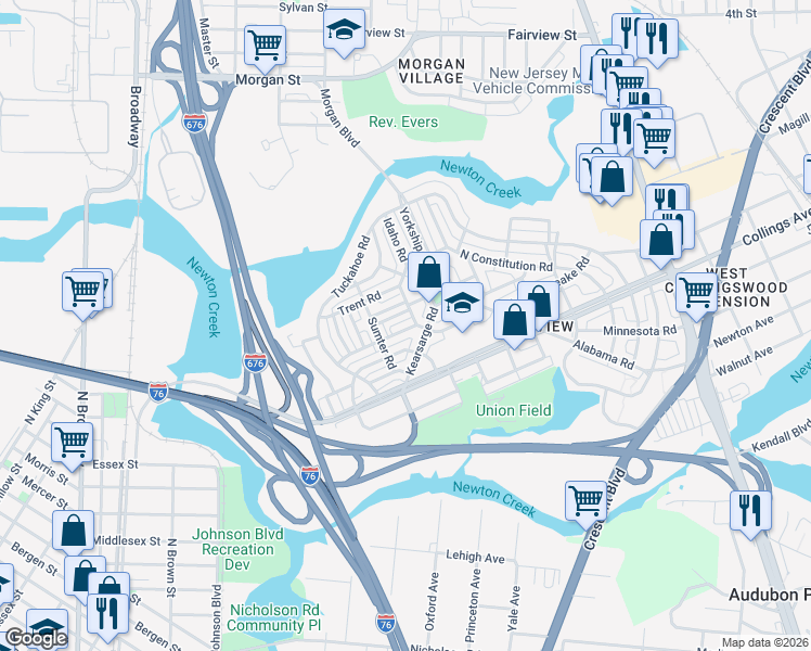 map of restaurants, bars, coffee shops, grocery stores, and more near 1056 Niagara Road in Camden