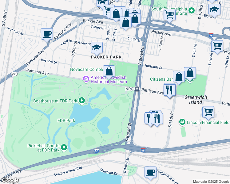 map of restaurants, bars, coffee shops, grocery stores, and more near in Philadelphia