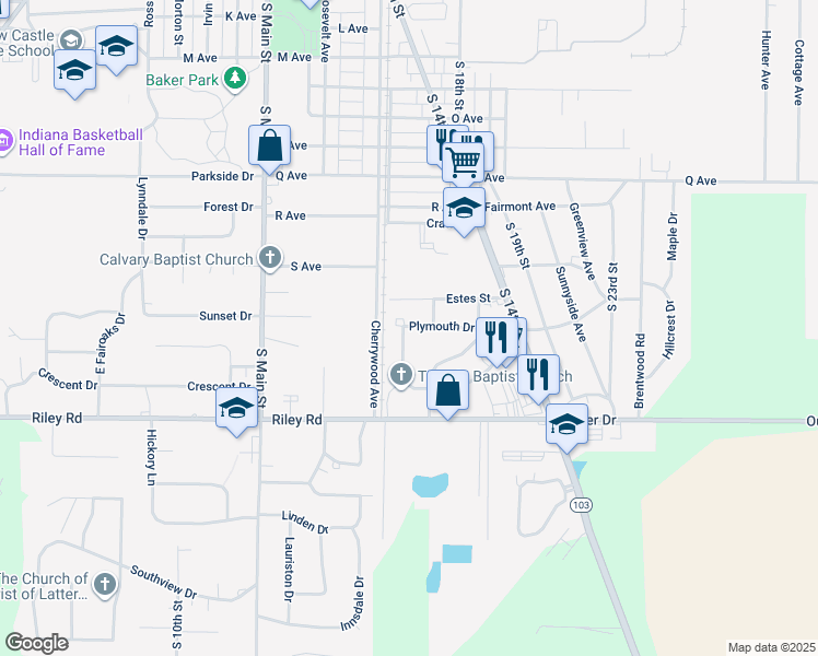 map of restaurants, bars, coffee shops, grocery stores, and more near 2914 Legion Dr in New Castle