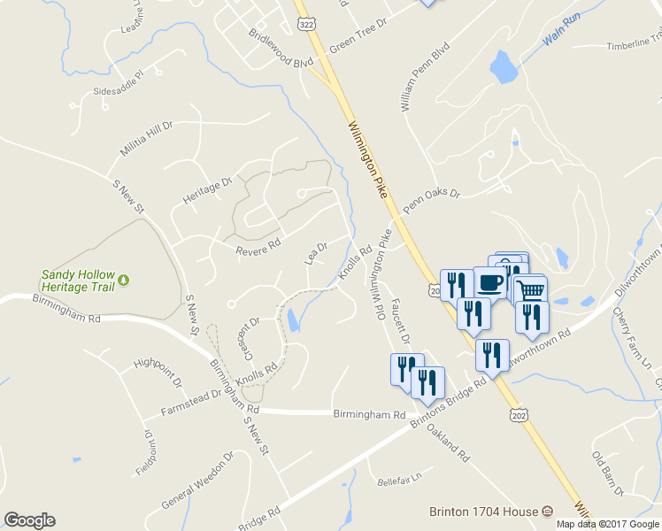 map of restaurants, bars, coffee shops, grocery stores, and more near 1321 Vale Drive in West Chester